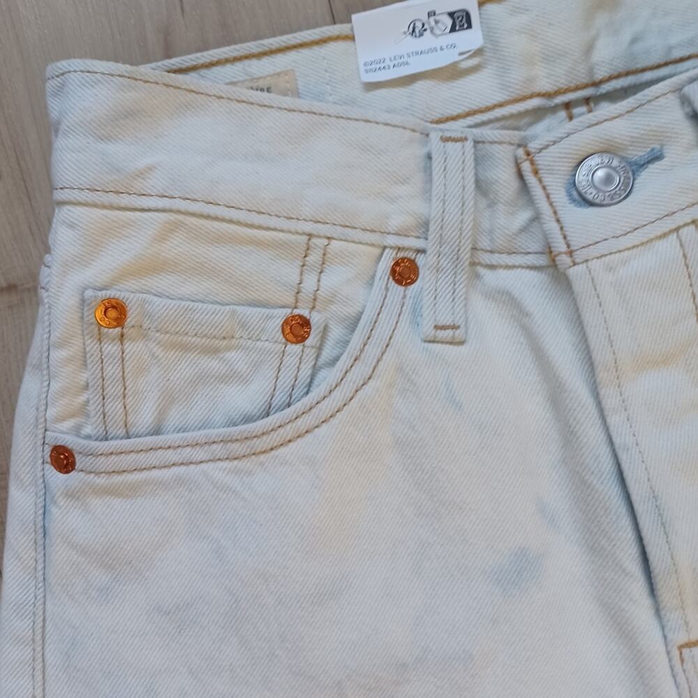 NWT Levi's 501 Original Cropped Jeans Acid Blue Splash Light Wash 25x26 RARE - Picture 10 of 13